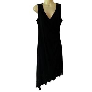 Vintage Y2K PS Per Seption Black Asymmetrical Knit Beaded Dress Size Large